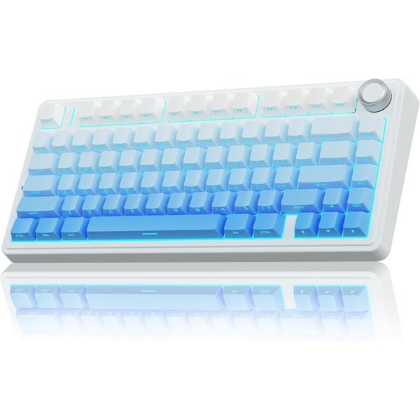 AULA F75 75% Wireless Trio Mode Mechanical Gaming Keyboard With Knob | Side-Engraved Blue, Star-Vector (Seiya) Switch (F75US)