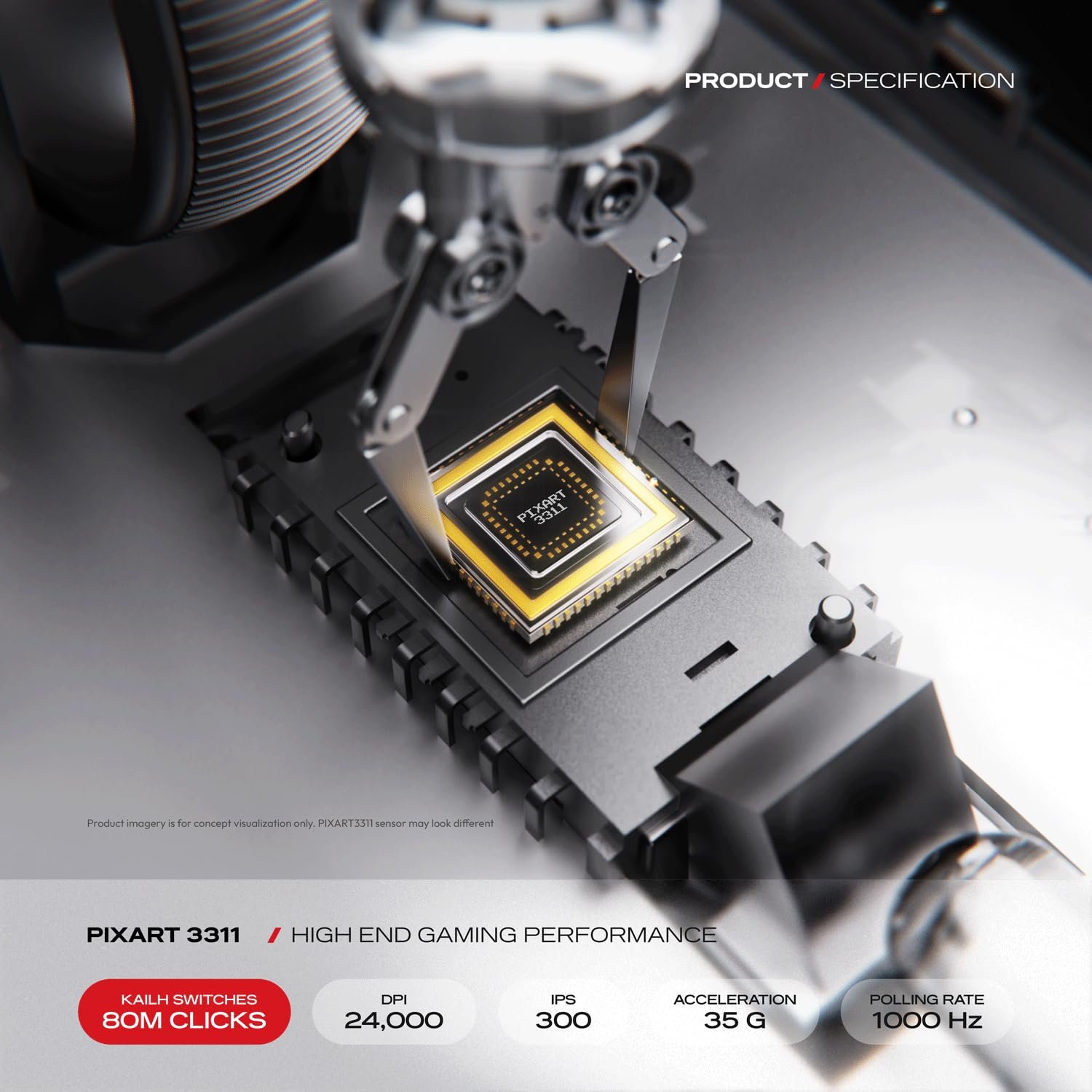 Cybeart | Artemis 52g Ultra-Light Wireless Gaming Mouse | Dual 300mA Hyperswap™ Battery | 24,000 DPI | 1K Polling Rate | 80M Kailh Switches | Tri Mode (Black)