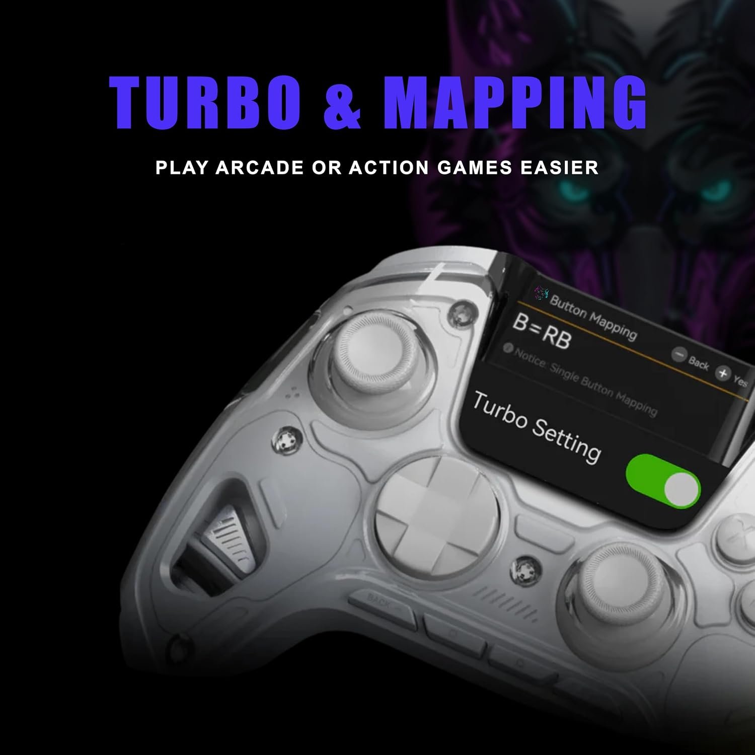 Cyberwolf Vision Alpha Pro Gaming Controller, Wireless with Hall Effect Triggers, RGB Lighting, 4 Remappable Buttons, Smart Charging Dock, 1800mAh Battery for PC, Switch, iOS, Android