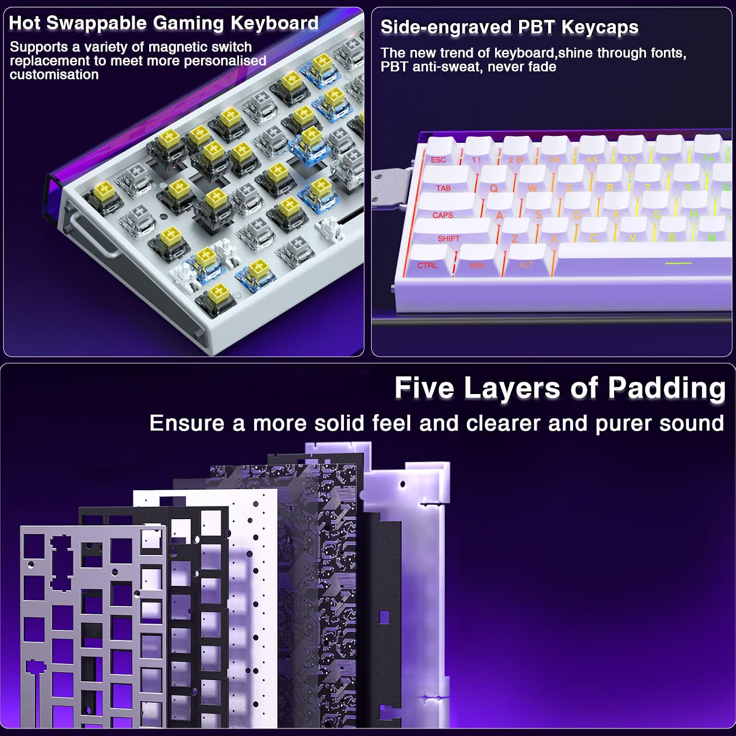 AULA Hero 68 HE 60% Gaming Keyboard Wired, Hall Effect Magnetic Switch Keyboard with Adjustable Actuation, Fast Trigger Mode, 8K Hz Polling Rate, 0.125ms Latency,Side Printed PBT Keycaps, RGB Backlit